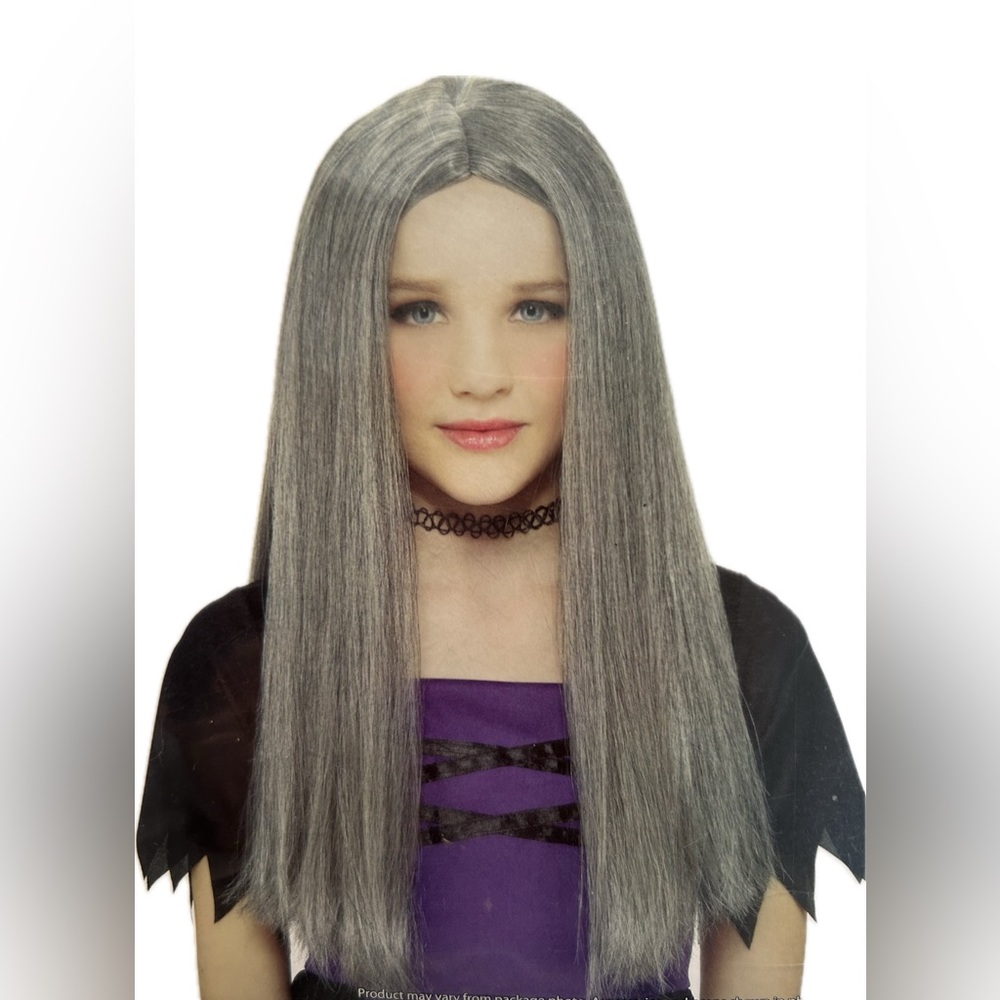 Halloween Mullet Costume Wig Child 8+ Silver Long Straight Hair